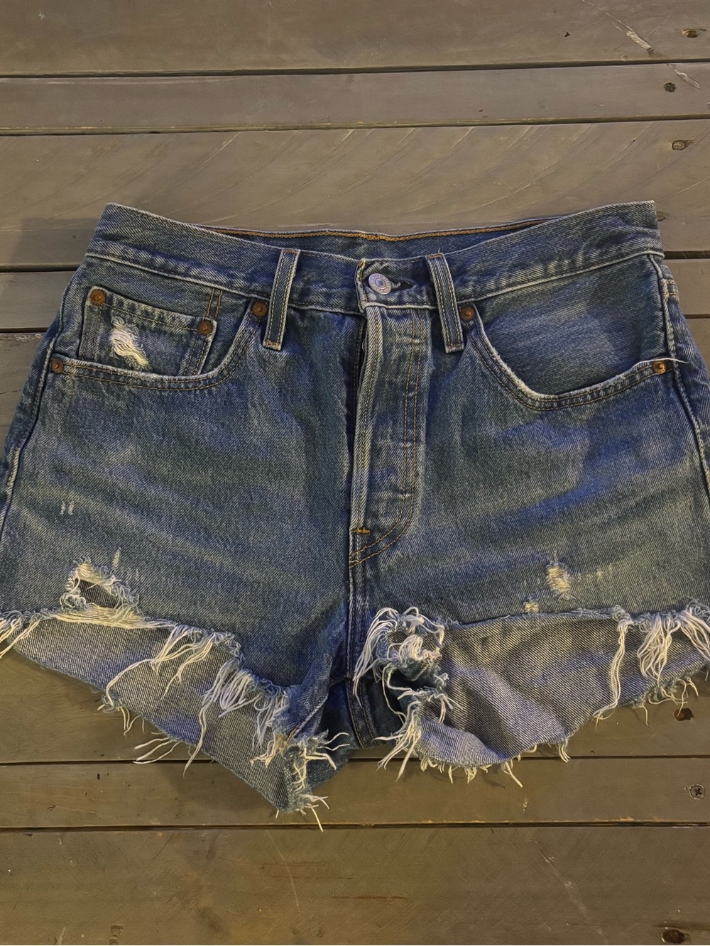 Levi's Premium 501 Original High-Rise Cutoff Denim Shorts - Size W27 Meas. 30”